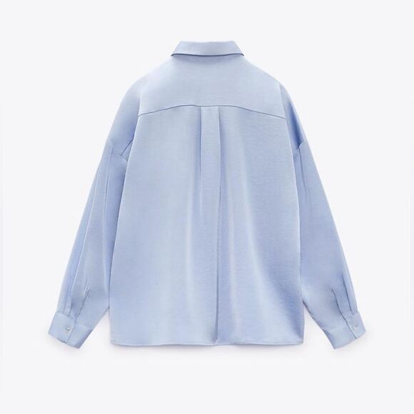 ZARA SATINY DROP-SHOULDER SHIRT - Picture 3 of 9